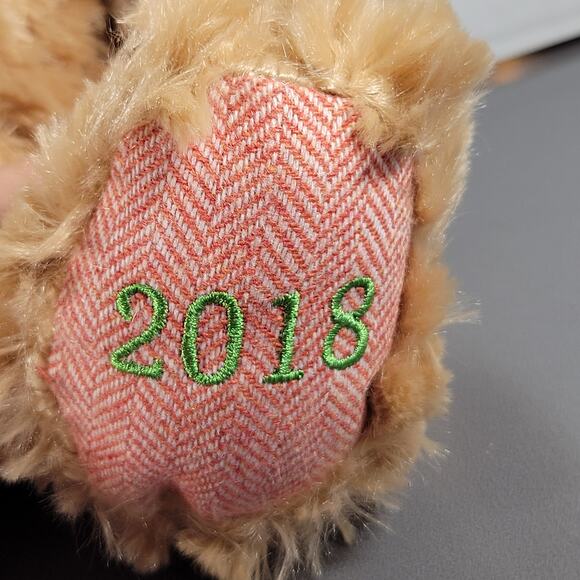 Pier 1 Imports Teddy Bear Plush 18" Beige 2018 Checkered Bow Stuffed Animal - Picture 15 of 16